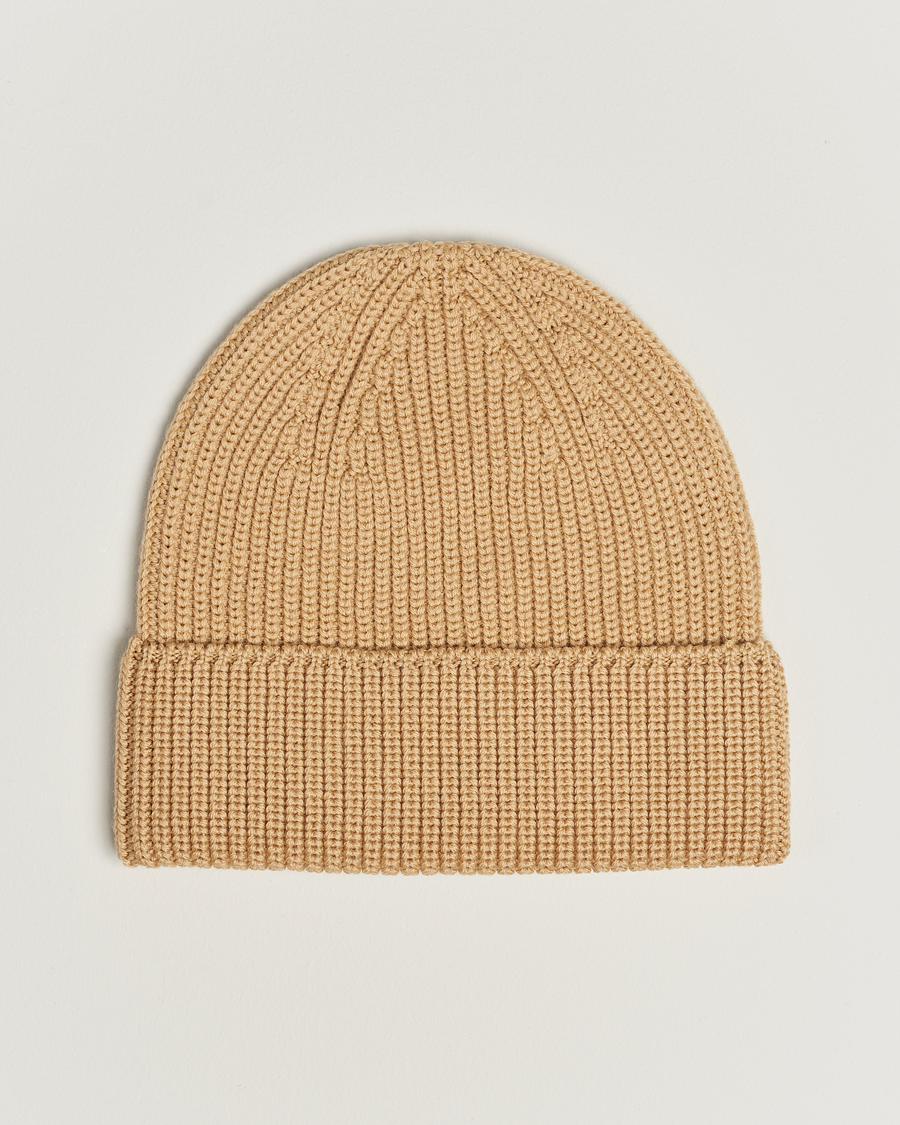 Herren | Drôle de Monsieur Rib Wool Beanie Beige | Drôle de Monsieur | Rib Wool Beanie Beige