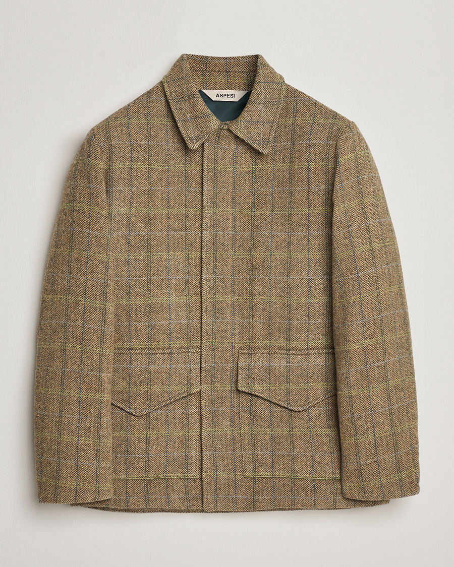 Herren |  | Aspesi | Tweed Hunting Jacket Green Check