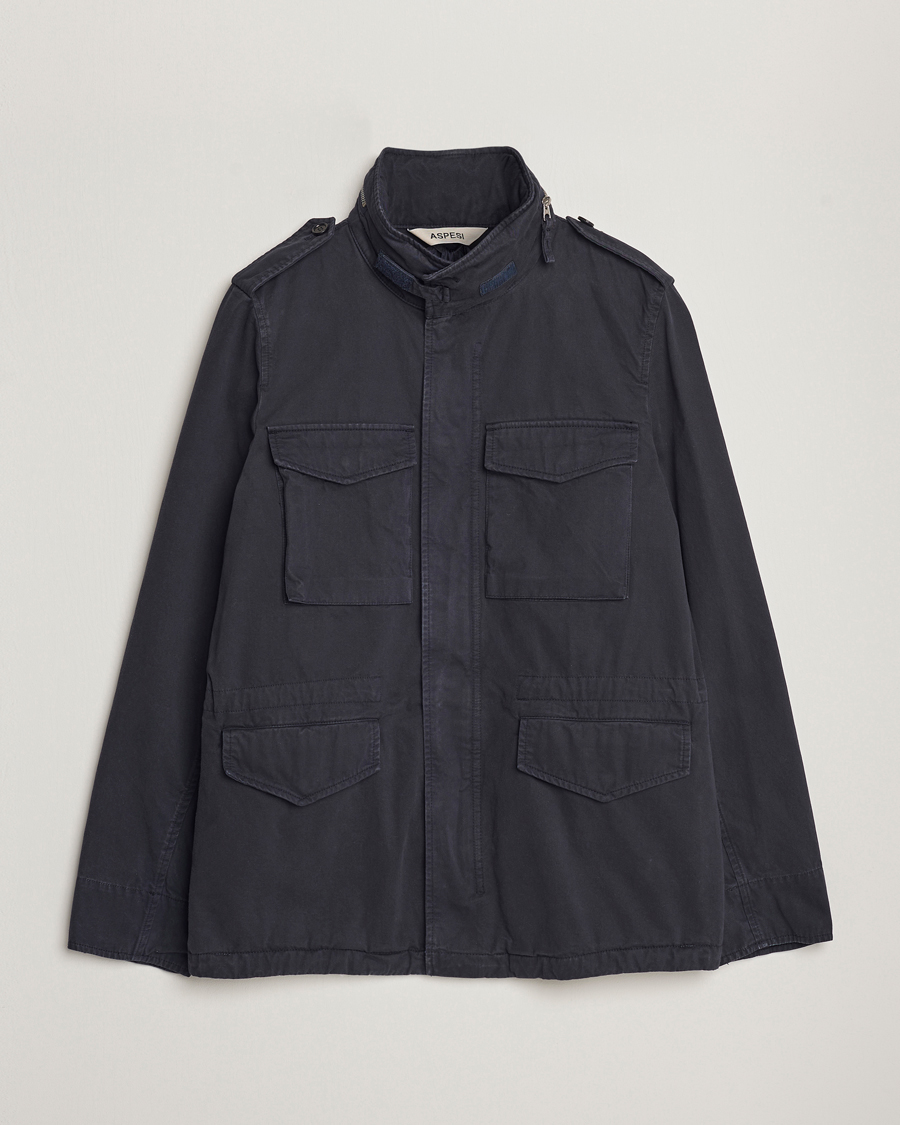 Herren | Feldjacken | Aspesi | Lined Cotton Field Jacket Navy