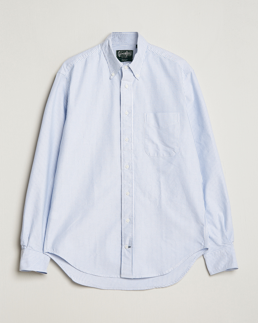 Herren |  | Gitman Vintage | Button Down Striped Oxford Shirt Light Blue