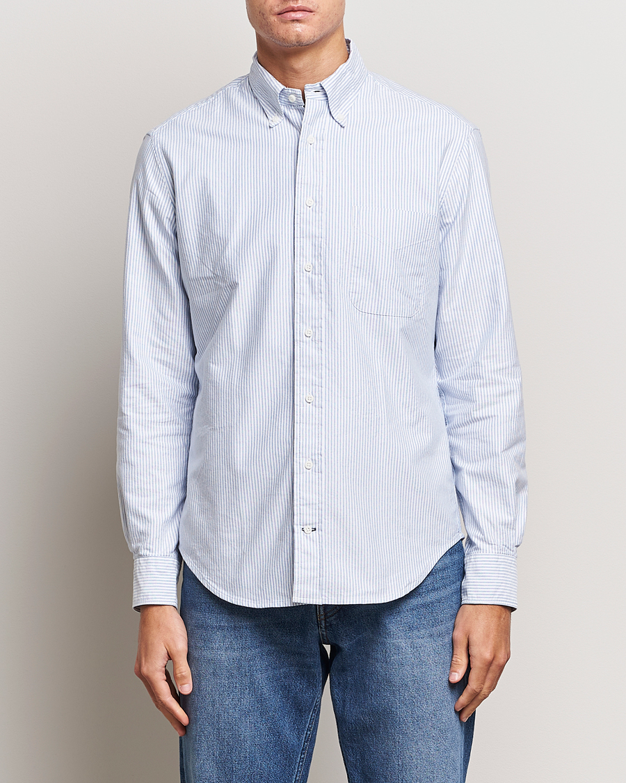 Herren |  | Gitman Vintage | Button Down Striped Oxford Shirt Light Blue