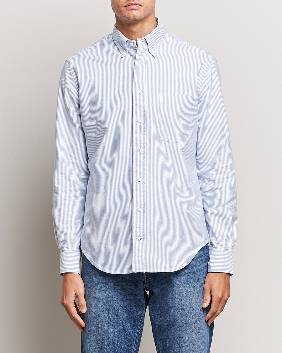 Herren | Hemden | Gitman Vintage | Button Down Striped Oxford Shirt Light Blue