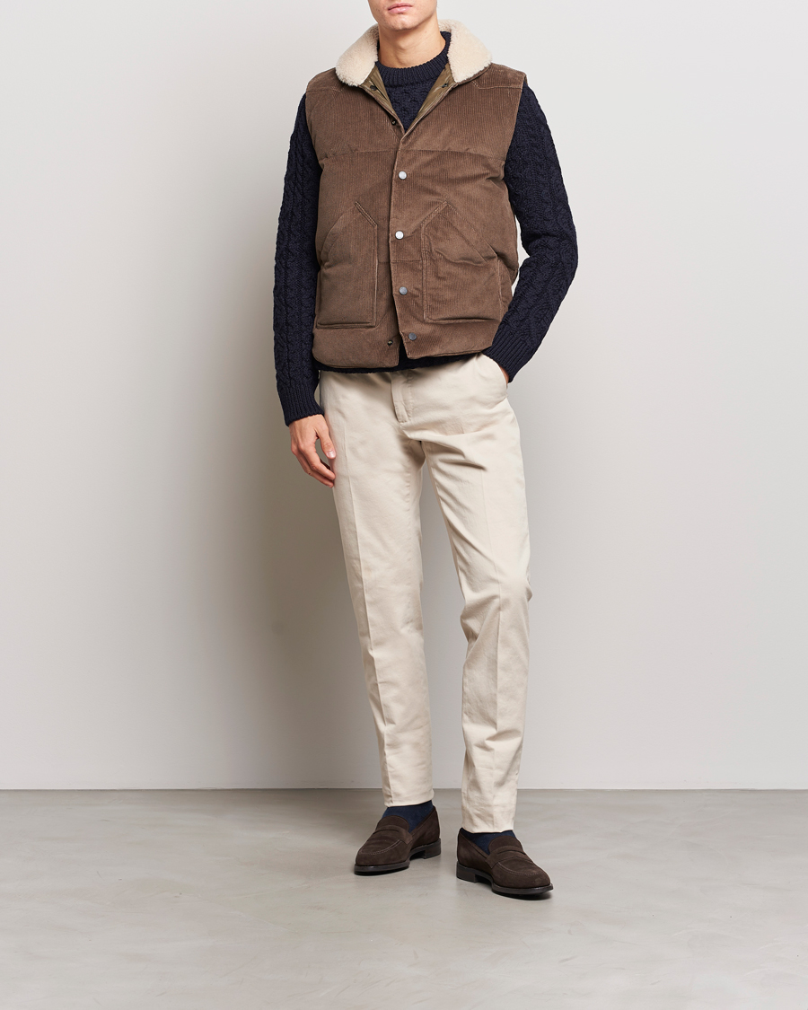Herren | Jacken | Valstar | Corduroy Shearling Collar Down Vest Brown