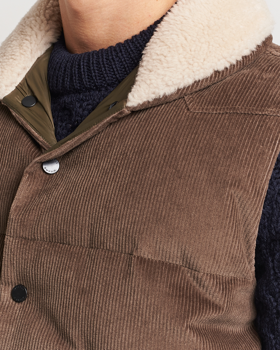 Herren | Jacken | Valstar | Corduroy Shearling Collar Down Vest Brown