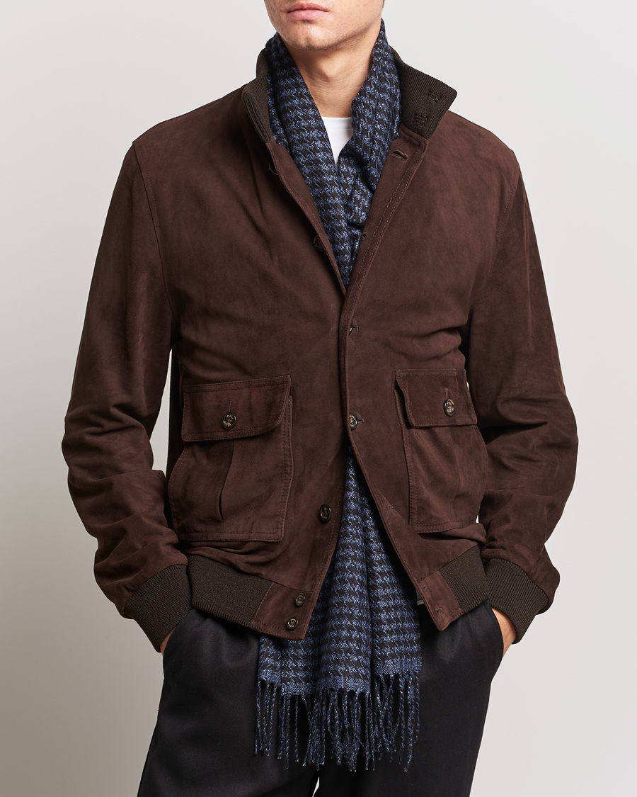 Herren |  | Piacenza Cashmere | Cashmere/Silk Houndstooth Scarf Dark Blue
