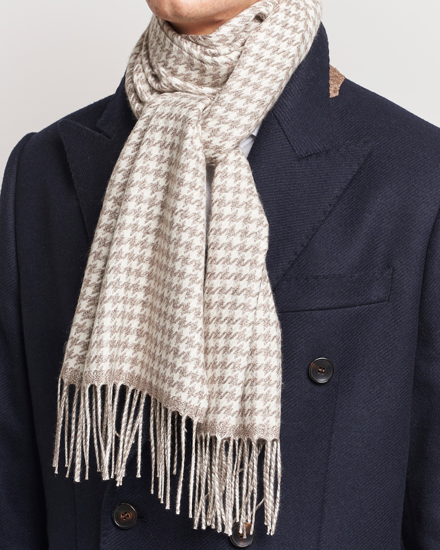 Herren | Schals | Piacenza Cashmere | Cashmere/Silk Houndstooth Scarf Beige
