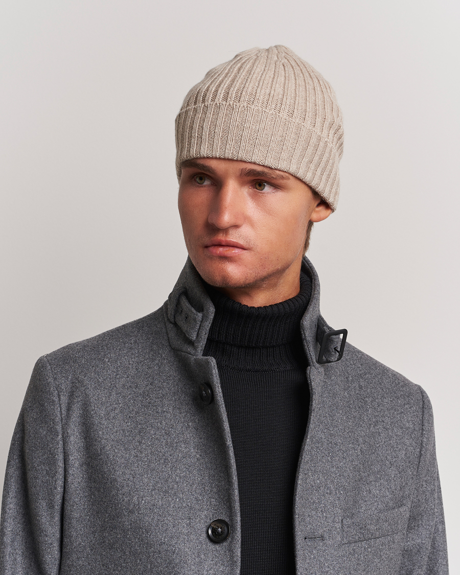 Herren |  | Piacenza Cashmere | Ribbed Cashmere Beanie Light Beige
