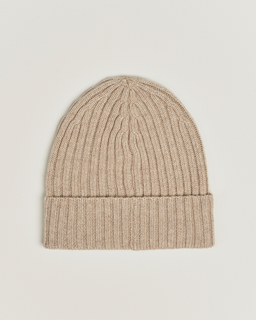 Herren | Piacenza Cashmere Ribbed Cashmere Beanie Light Beige | Piacenza Cashmere | Ribbed Cashmere Beanie Light Beige