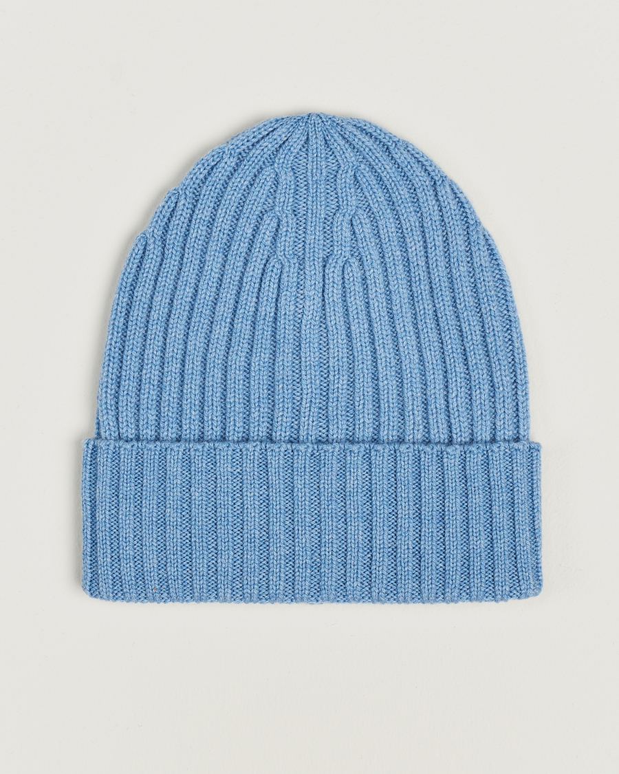 Herren | Piacenza Cashmere Ribbed Cashmere Beanie Light Blue | Piacenza Cashmere | Ribbed Cashmere Beanie Light Blue