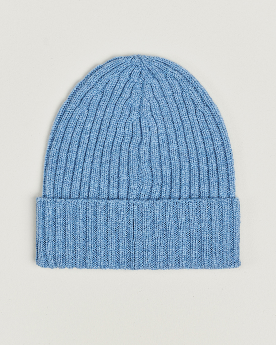 Herren | Piacenza Cashmere Ribbed Cashmere Beanie Light Blue | Piacenza Cashmere | Ribbed Cashmere Beanie Light Blue