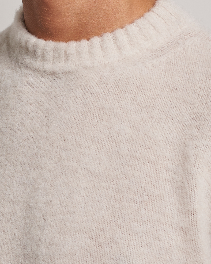 Herren | Pullover | Piacenza Cashmere | Brushed Wool Crew Neck Beige