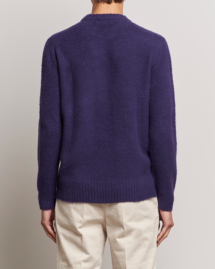 Herren | Pullover | Piacenza Cashmere | Brushed Wool Crew Neck Dark Purple