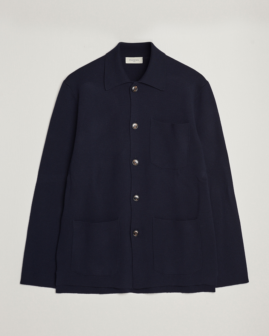 Herren | Pullover | Piacenza Cashmere | Virgin Wool Knit Cardigan Navy