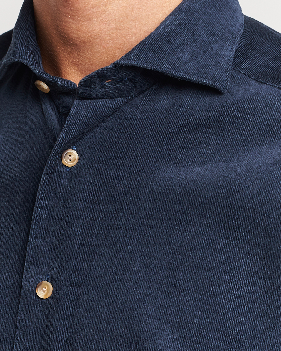 Herren | Hemden | Eton | Slim Fit Fine Wale Corduroy Shirt Navy Blue