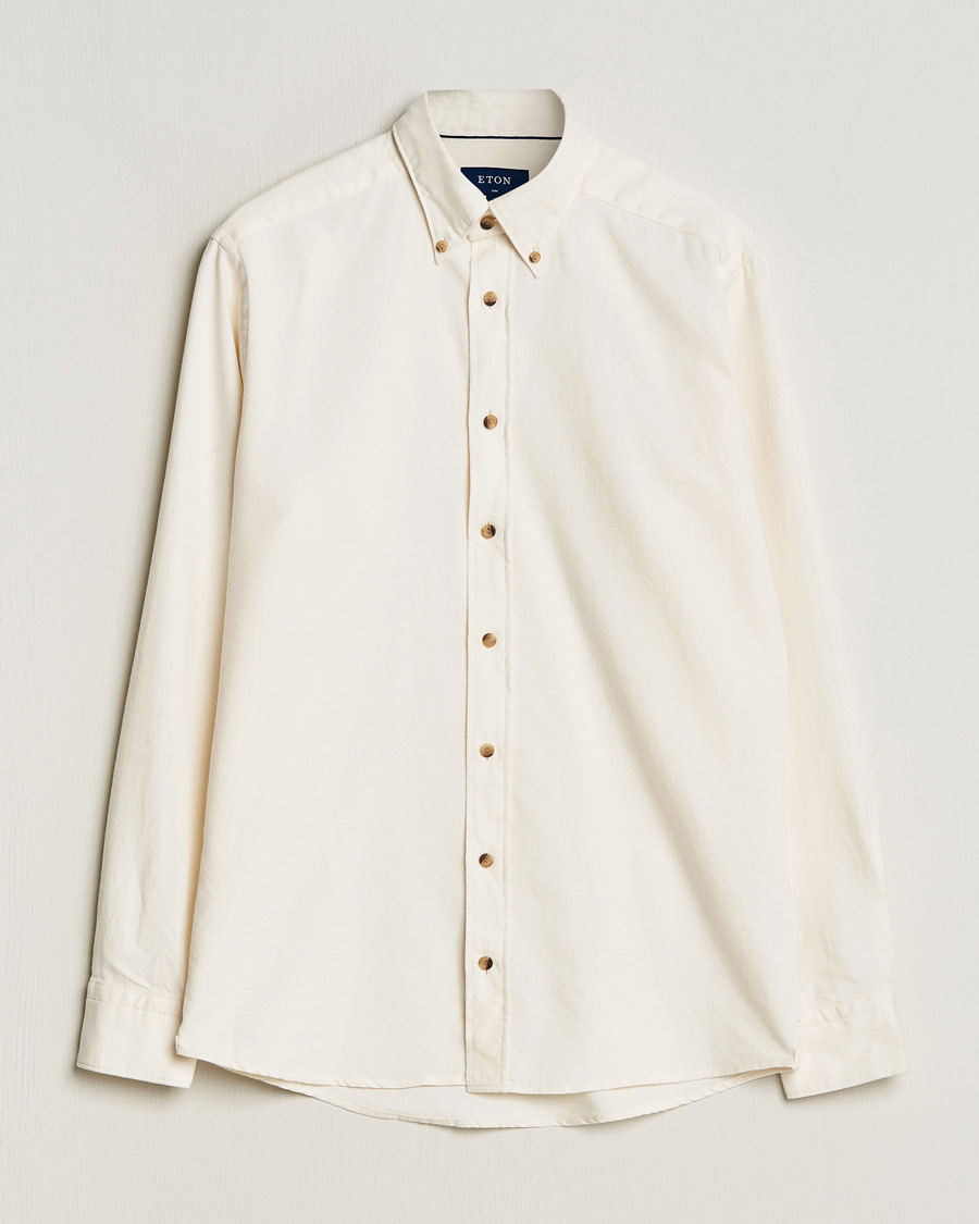 Herren | Hemden | Eton | Slim Fit Twill Flannel Shirt Off White