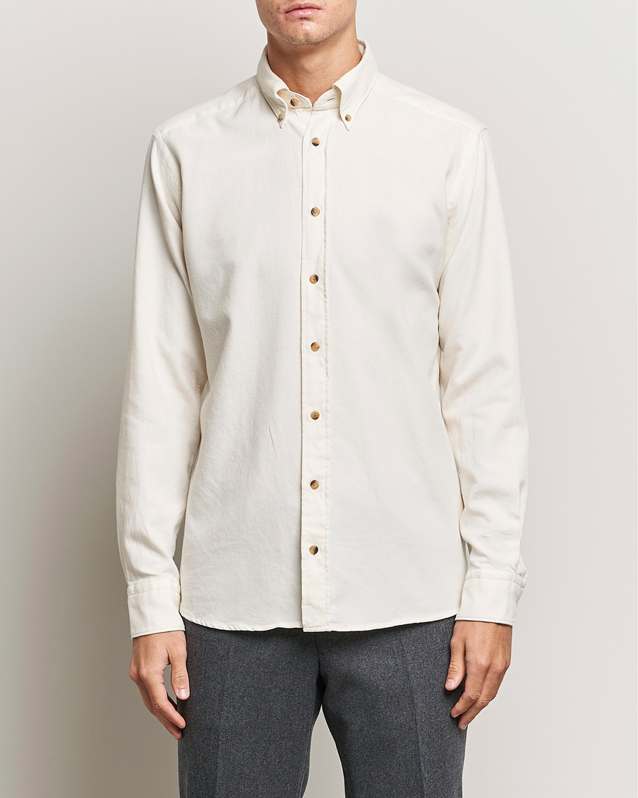 Herren |  | Eton | Slim Fit Twill Flannel Shirt Off White