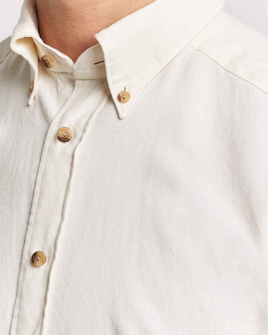 Herren | Hemden | Eton | Slim Fit Twill Flannel Shirt Off White
