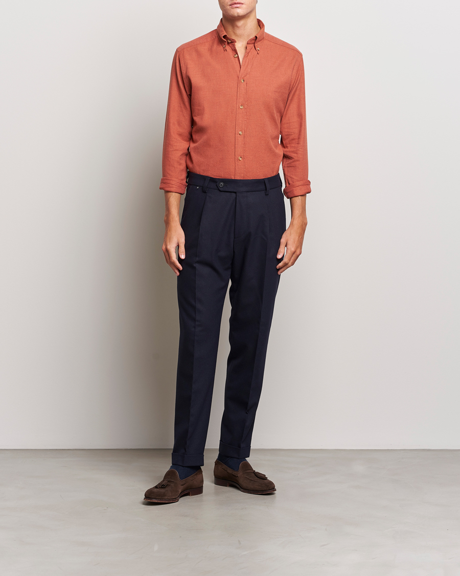 Herren | Hemden | Eton | Slim Fit Twill Flannel Shirt Rust Red