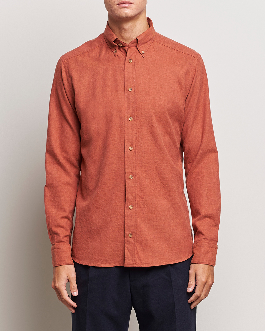 Herren |  | Eton | Slim Fit Twill Flannel Shirt Rust Red
