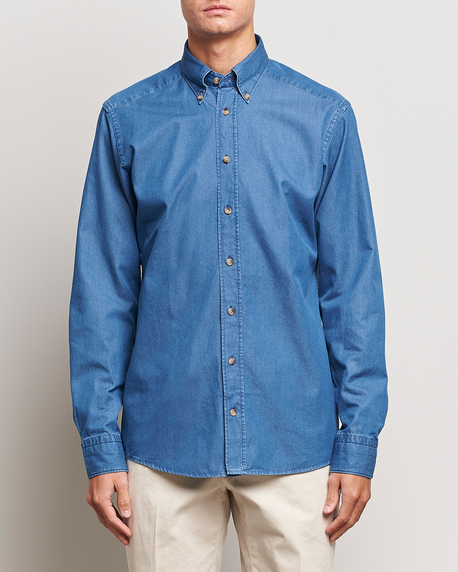 Herren |  | Eton | Slim Fit Denim Shirt Blue