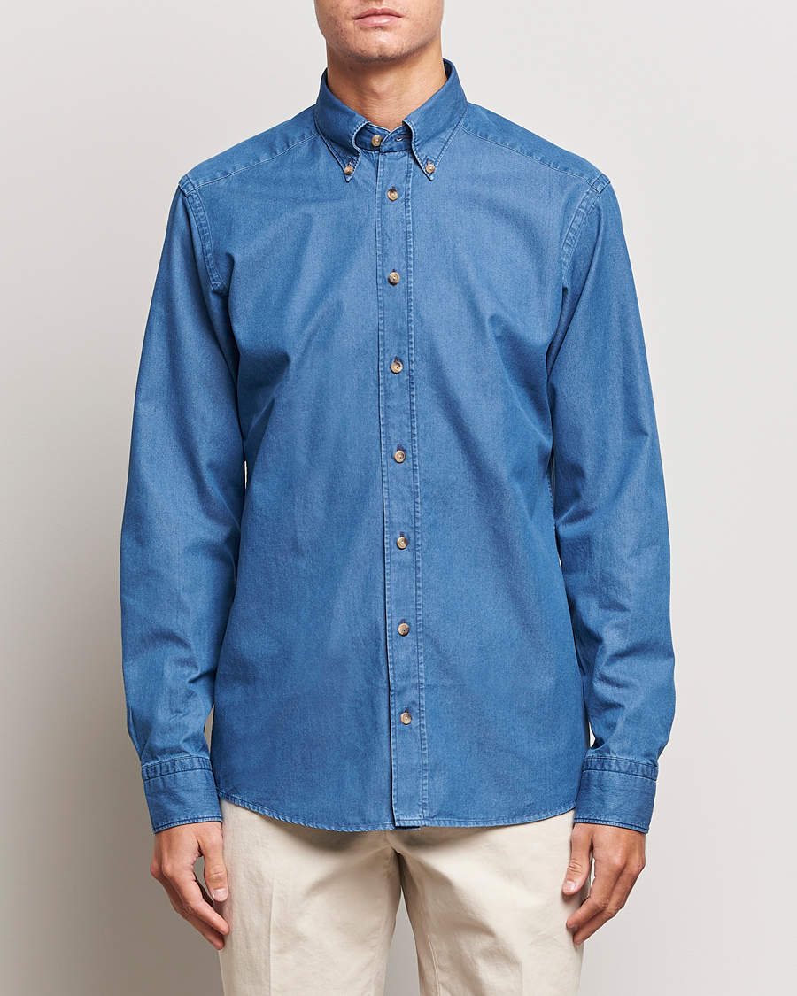 Herren | | Eton | Slim Fit Denim Shirt Blue