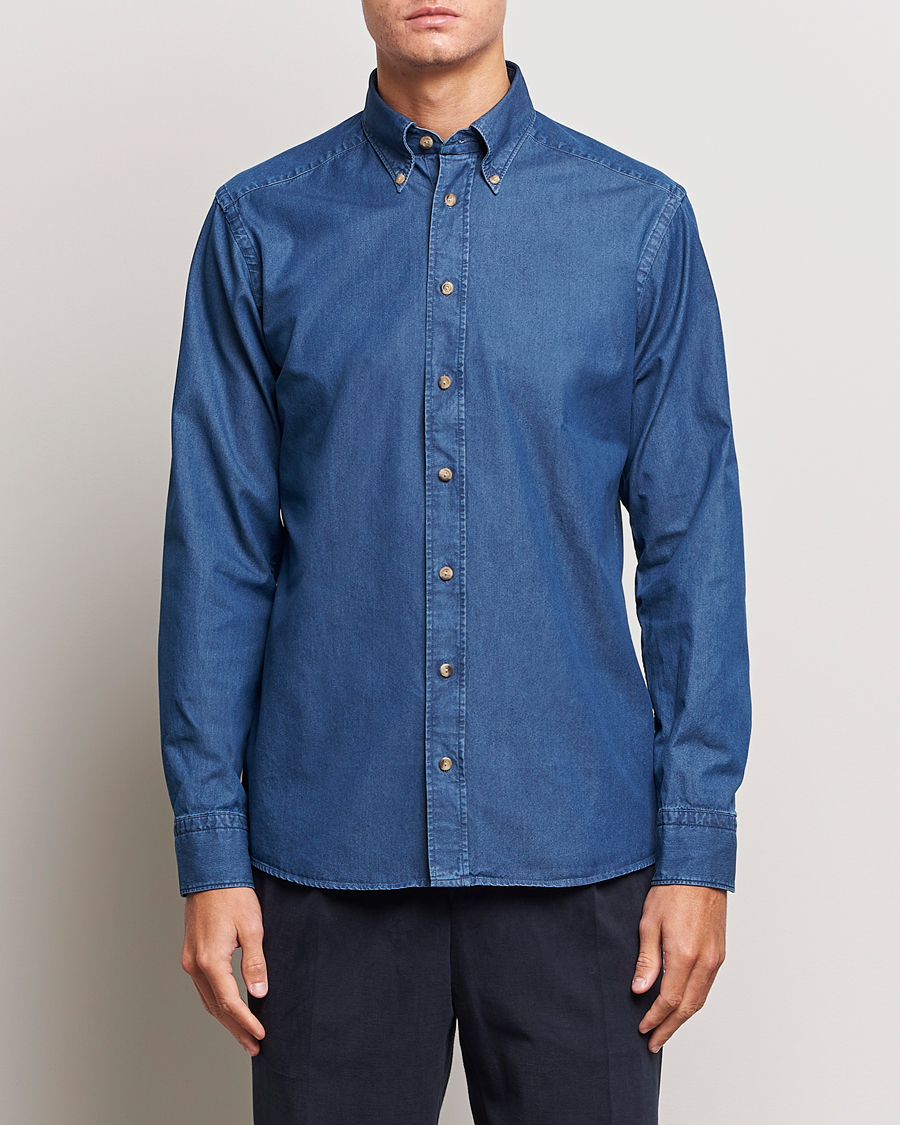 Herren |  | Eton | Slim Fit Denim Shirt Dark Blue