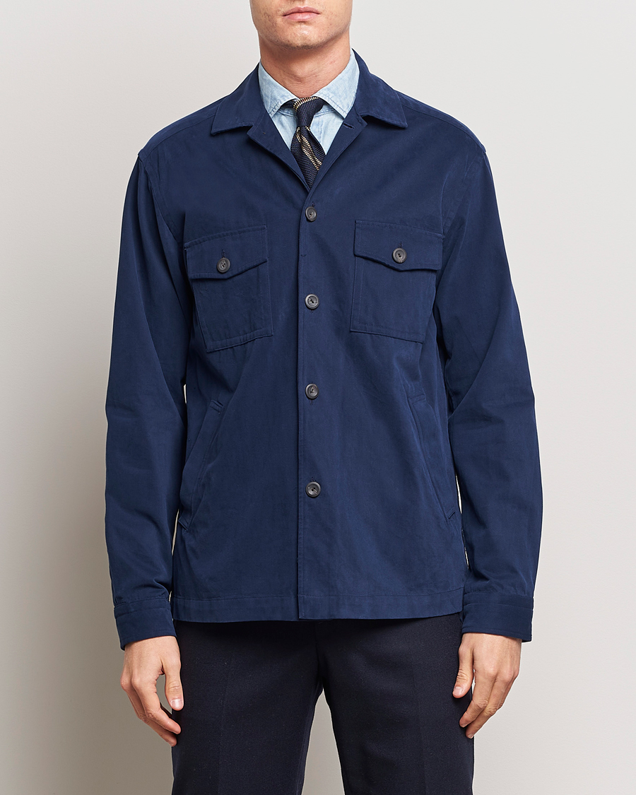 Herren | Hemden | Eton | Twill Moleskin Overshirt Navy Blue