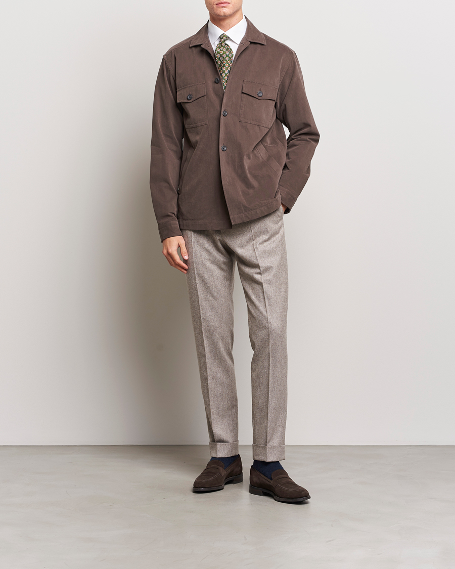Herren | Hemden | Eton | Twill Moleskin Overshirt Dark Beige