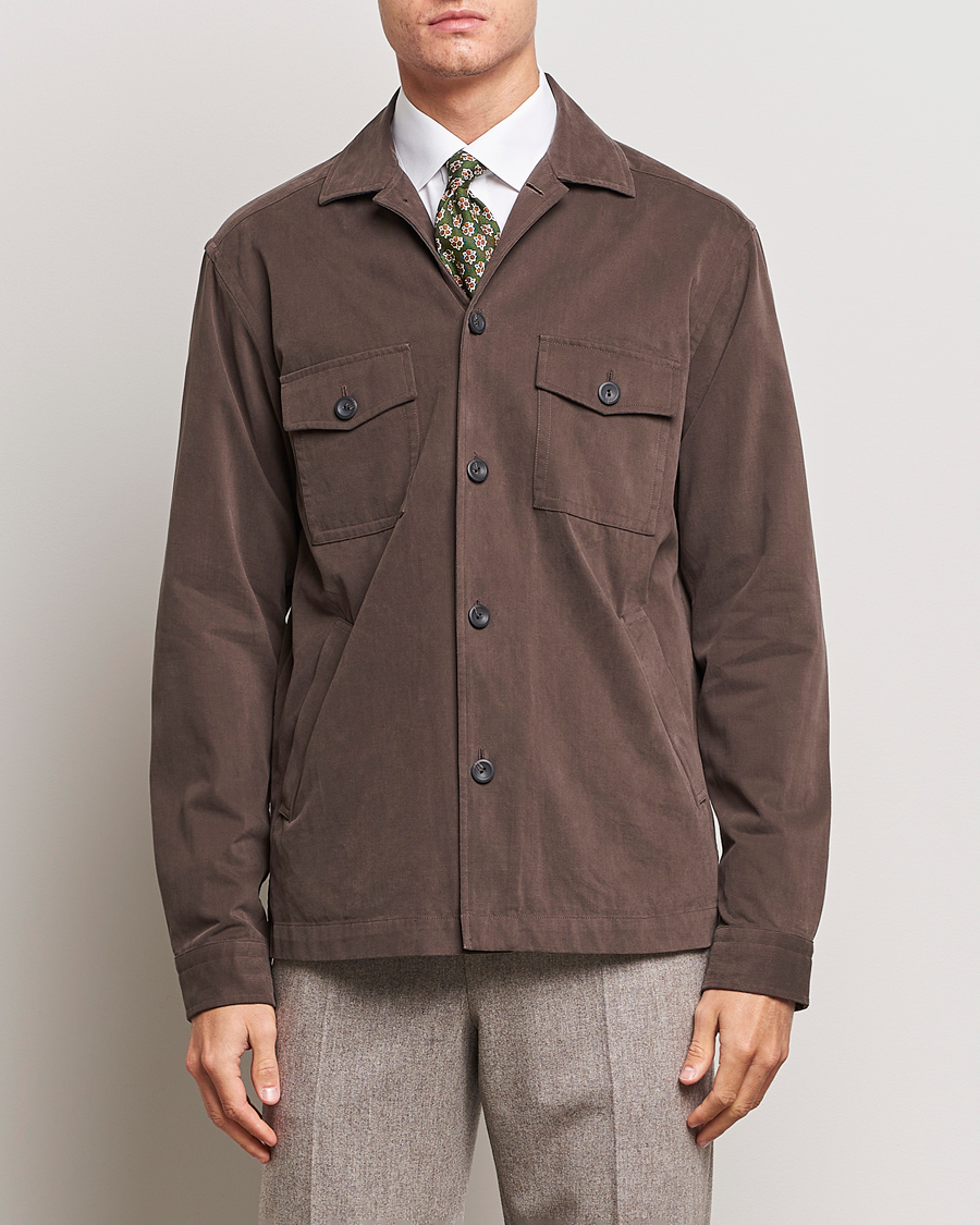 Herren | Hemden | Eton | Twill Moleskin Overshirt Dark Beige
