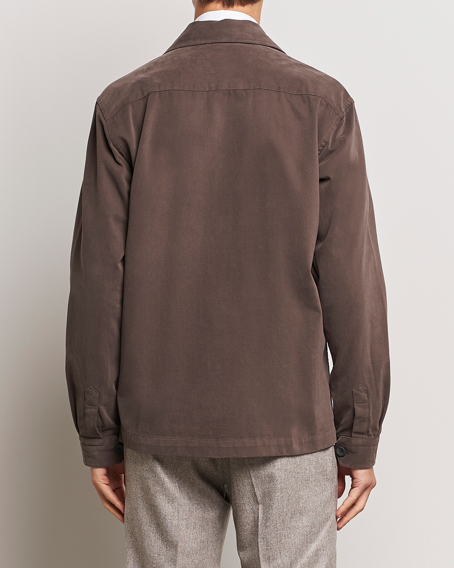 Herren | Hemden | Eton | Twill Moleskin Overshirt Dark Beige