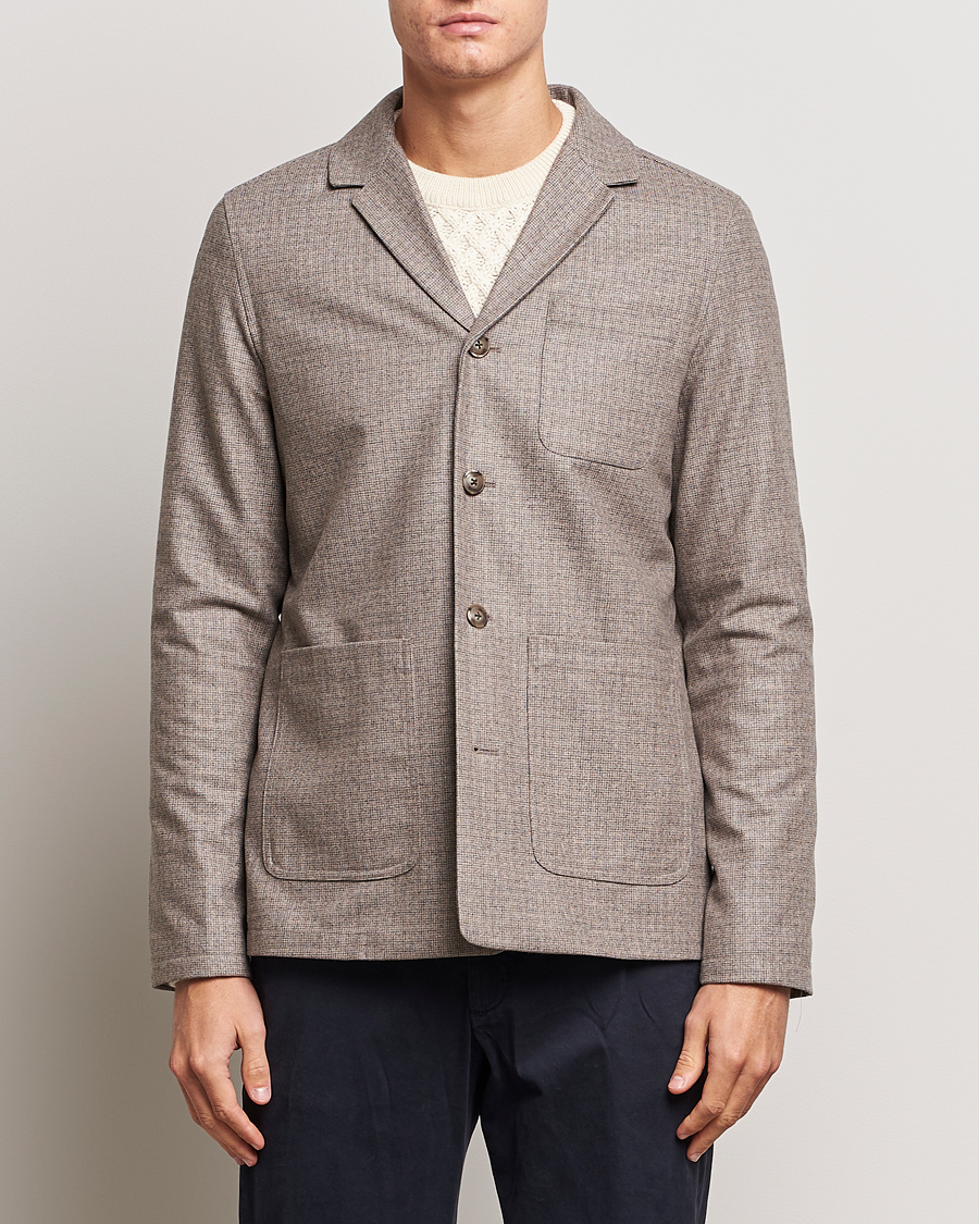 Herren | Hemden | Eton | Wool/Cashmere Checked Overshirt Brown