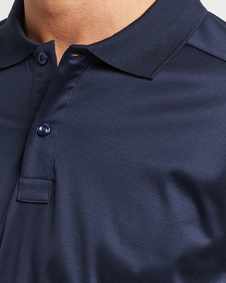 Herren | Pullover | Eton | Filo Di Scozia Long Sleeve Polo Navy Blue