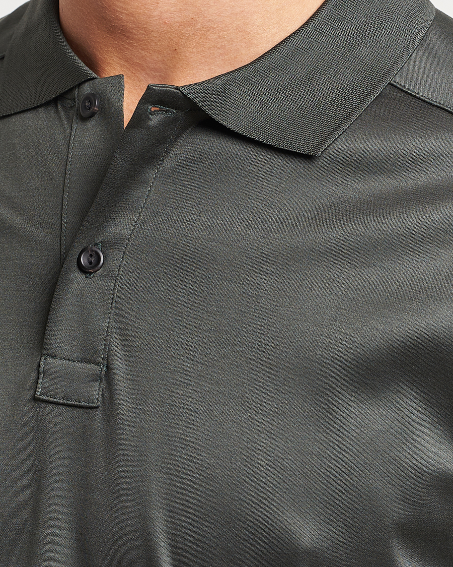 Herren | Pullover | Eton | Filo Di Scozia Long Sleeve Polo Dark Green