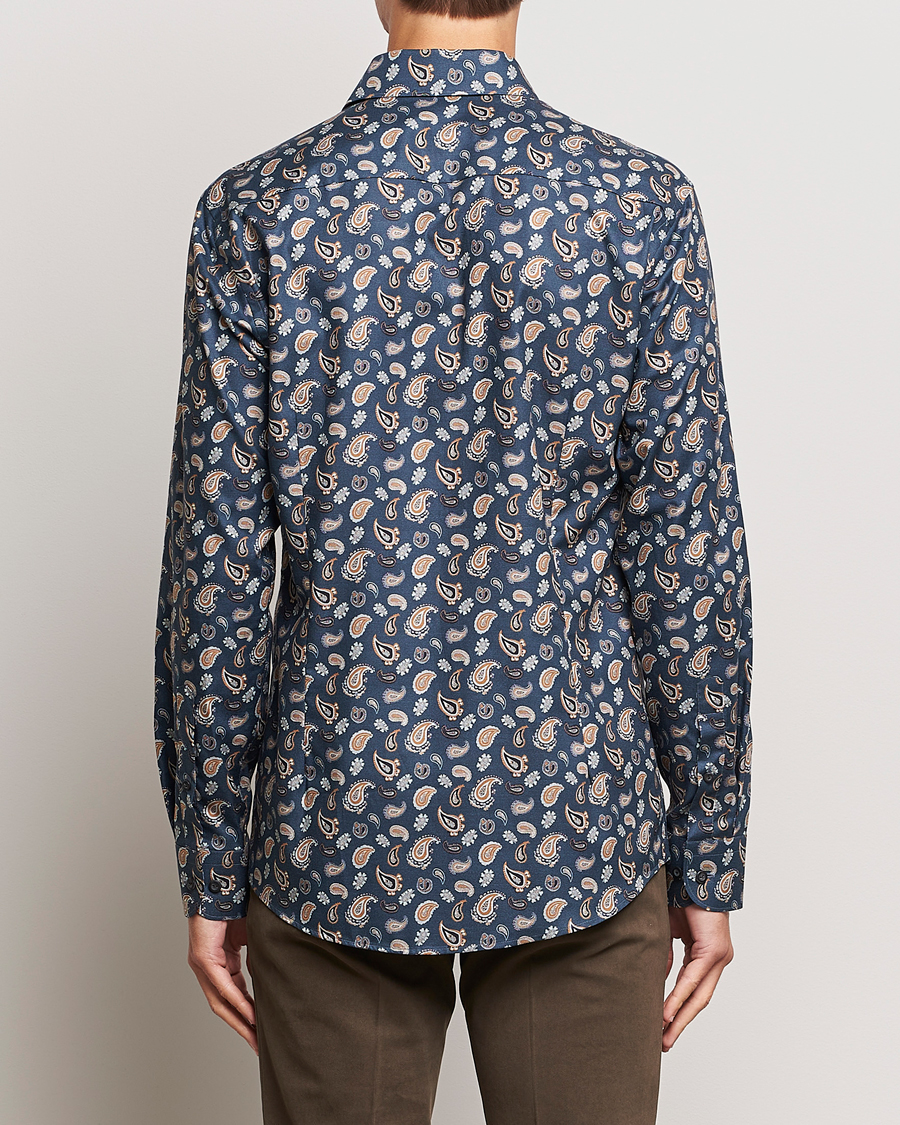Herren | Hemden | Eton | Slim Fit Wrinkle Free Flannel Printed Shirt Navy