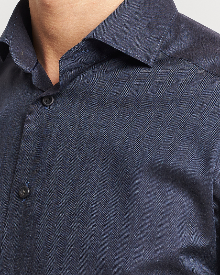 Herren | Hemden | Eton | Slim Fit Wrinkle Free Flannel Shirt Navy Blue