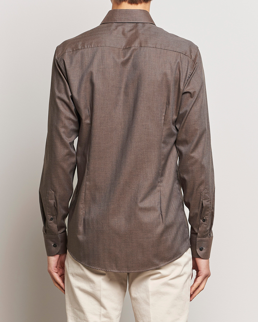 Herren | Hemden | Eton | Slim Fit Wrinkle Free Flannel Shirt Dark Brown