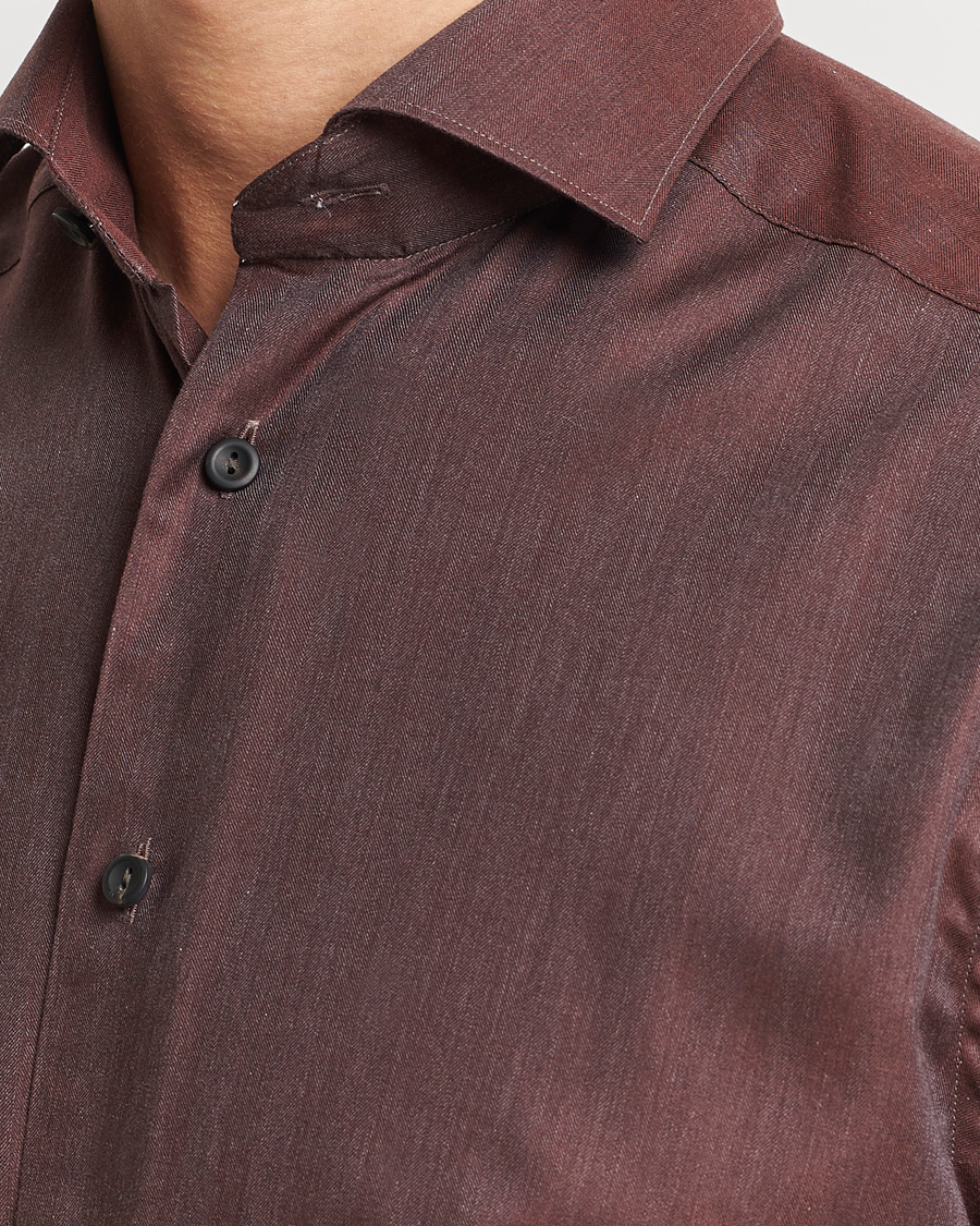 Herren | Hemden | Eton | Slim Fit Wrinkle Free Flannel Shirt Burgundy