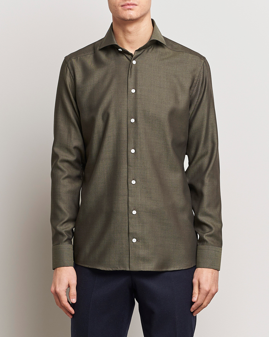 Herren | Hemden | Eton | Slim Fit Merino Shirt Dark Brown