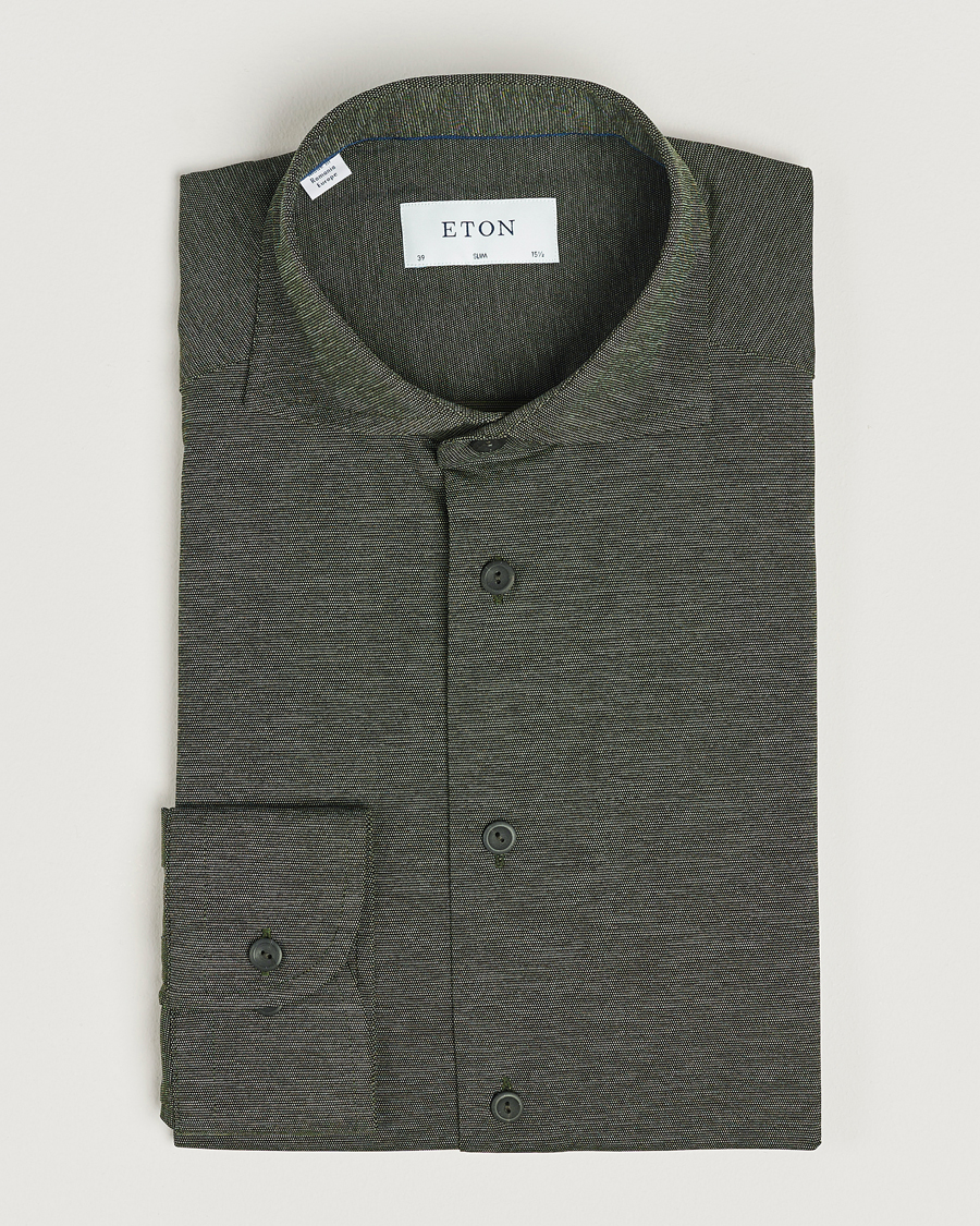 Herren | Hemden | Eton | Slim Fit Four Way Stretch Shirt Dark Green