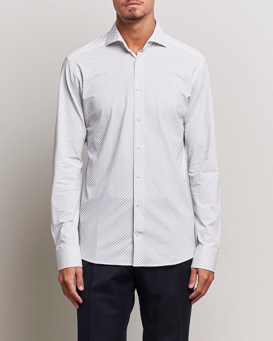 Herren | Hemden | Eton | Slim Fit Four Way Stretch Printed Shirt Beige