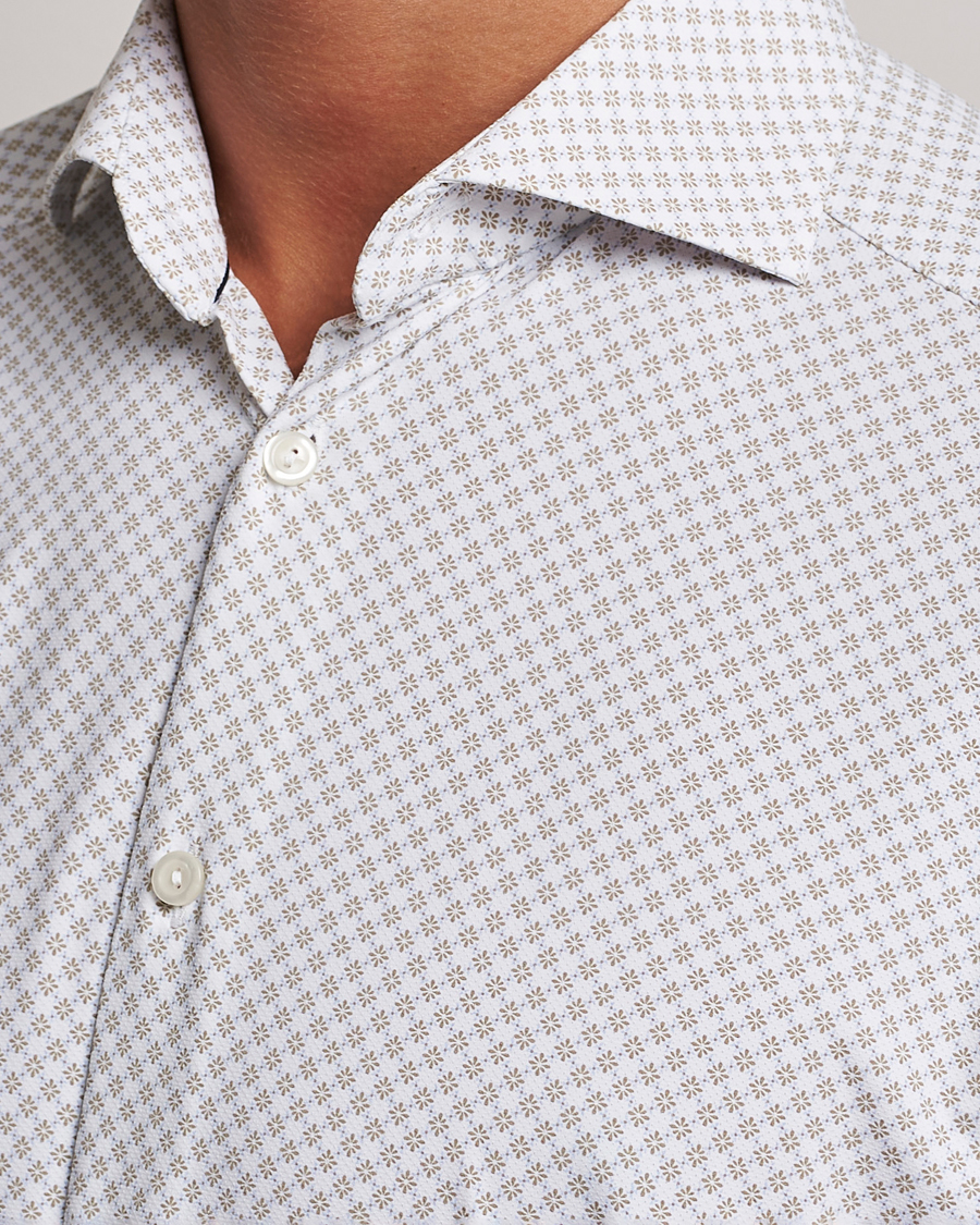 Herren | Hemden | Eton | Slim Fit Four Way Stretch Printed Shirt Beige