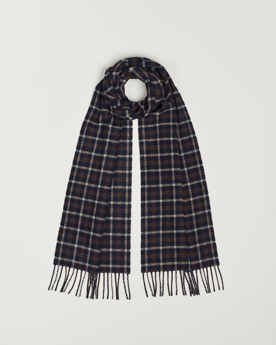 Herren | | Eton | Checked Wool Scarf Dark Brown