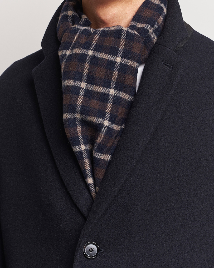 Herren | Eton Checked Wool Scarf Dark Brown | Eton | Checked Wool Scarf Dark Brown