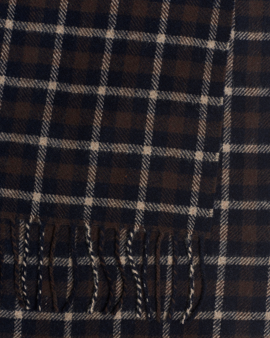 Herren | Eton Checked Wool Scarf Dark Brown | Eton | Checked Wool Scarf Dark Brown