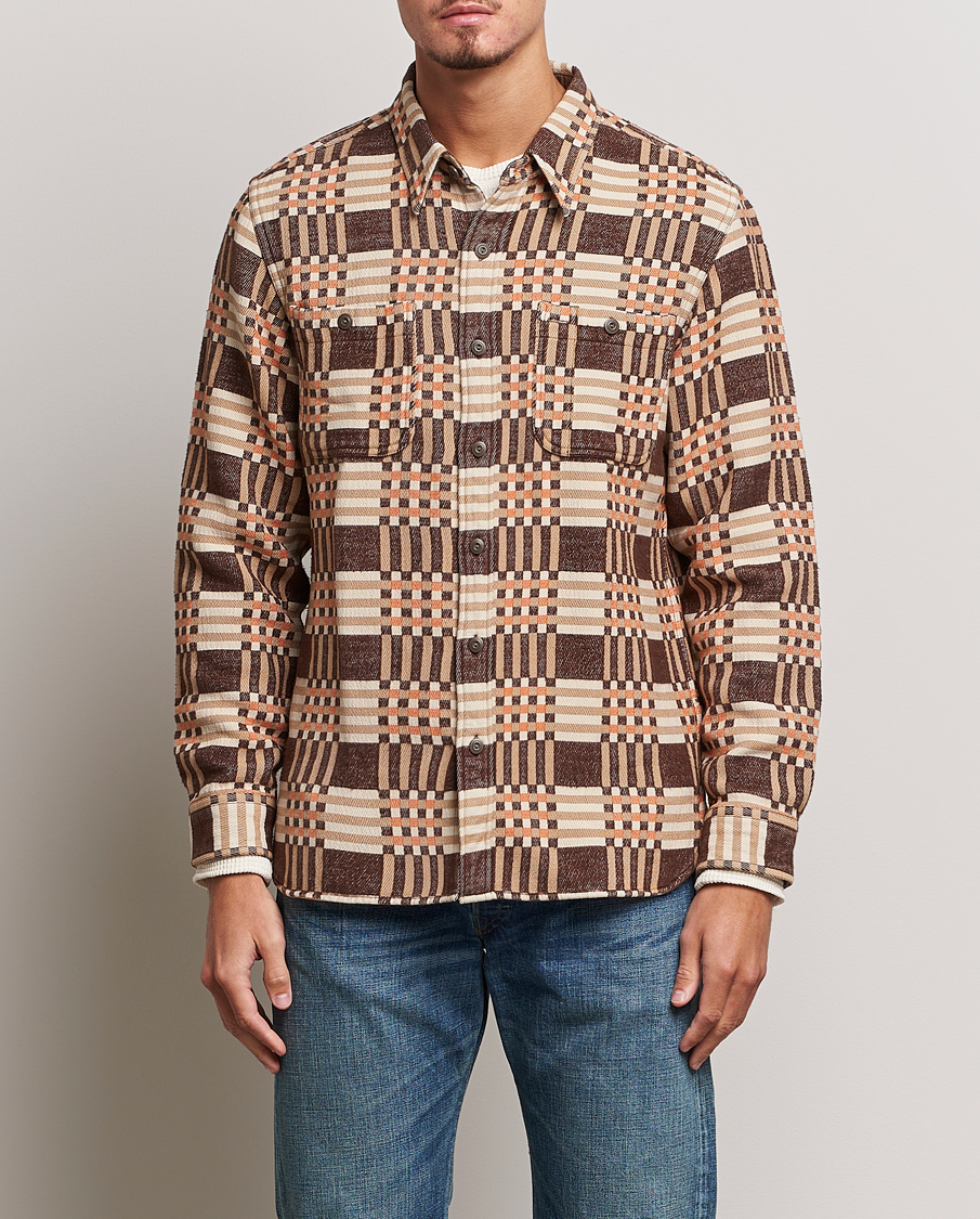 Herren | RRL | RRL | Cody Brushed Flannel Overshirt Brown Check