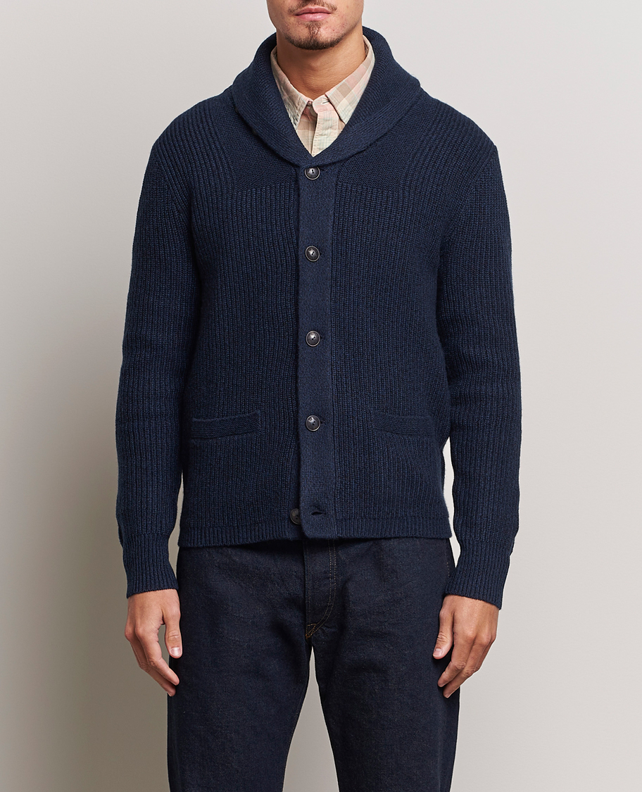 Herren |  | RRL | Recycled Cashmere Shawl Cardigan Navy Heather