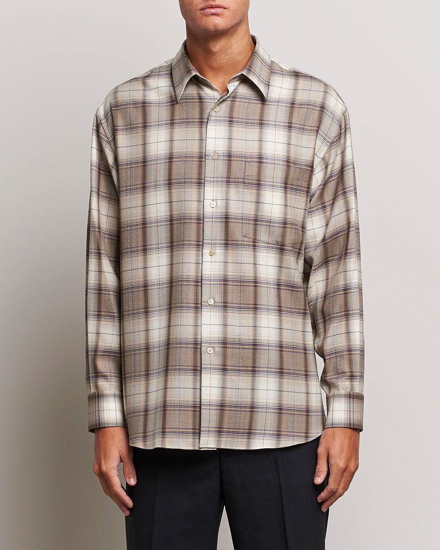 Herren | Auralee | Auralee | Super Light Wool Shirt Brown Check
