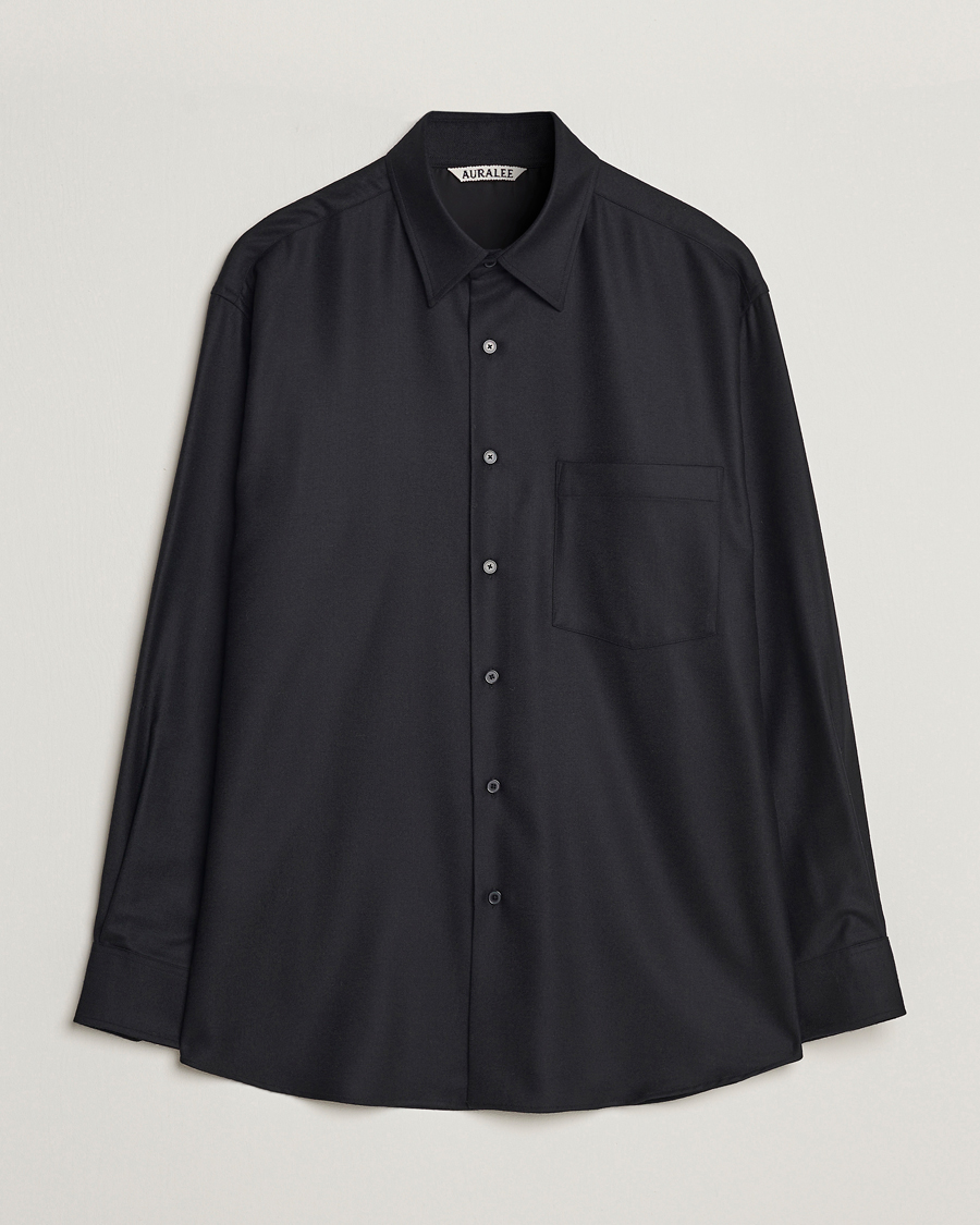 Herren | Luxury Brands | Auralee | Super Light Wool Shirt Black