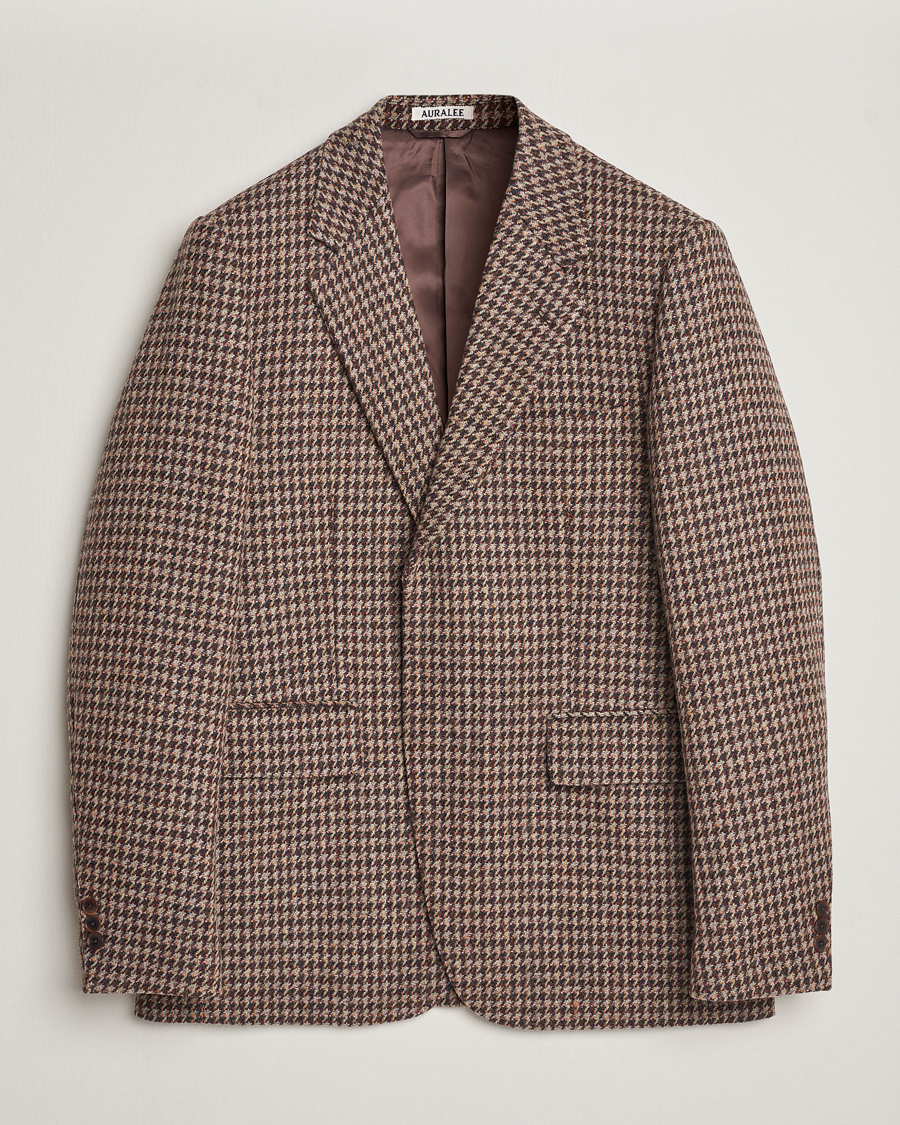 Herren | Auralee | Auralee | Houndstooth Wool Blazer Brown