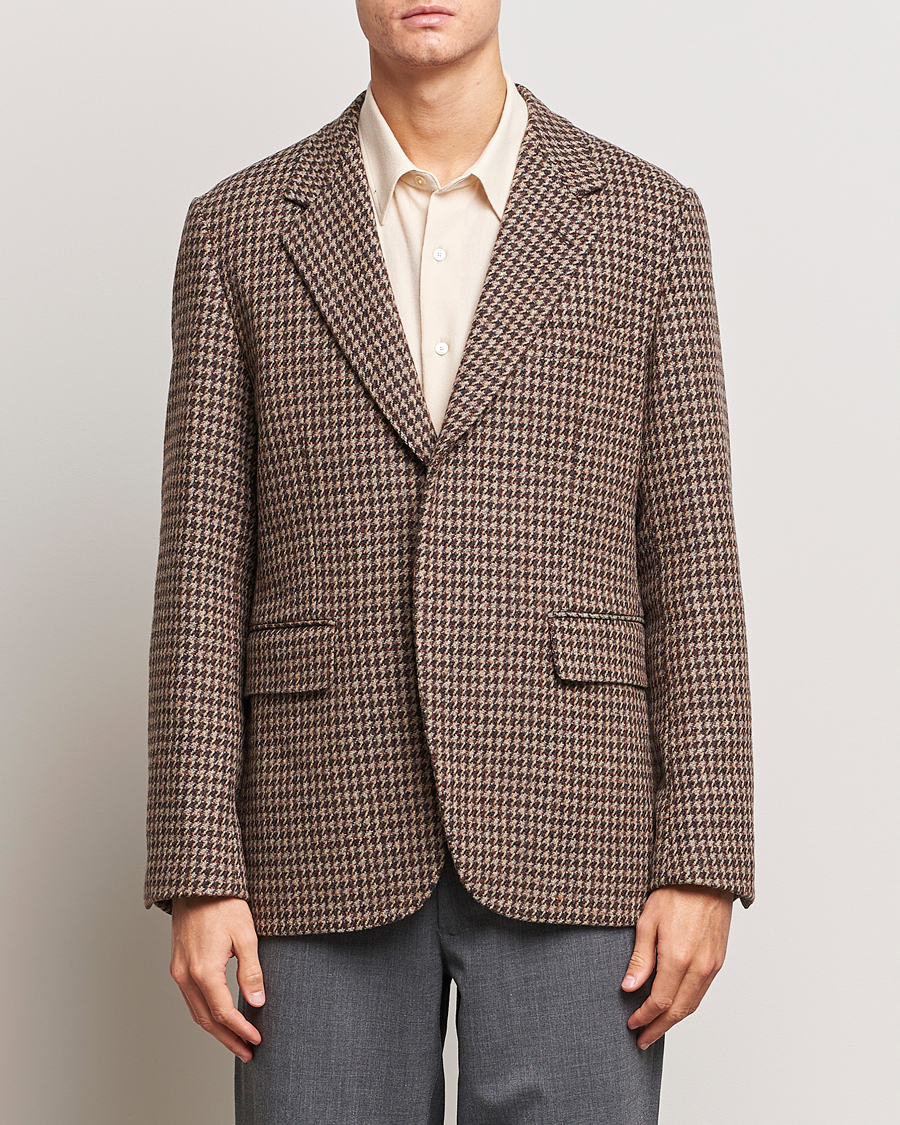 Herren |  | Auralee | Houndstooth Wool Blazer Brown 
